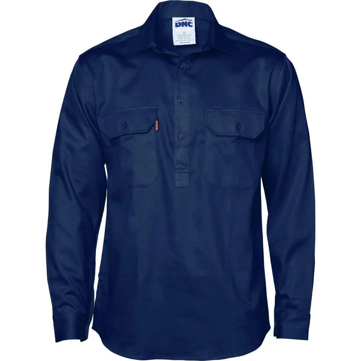 Dnc Workwear 190 Gsm Cotton Drill Closed Front Long Sleeve Work Shirt - 3204